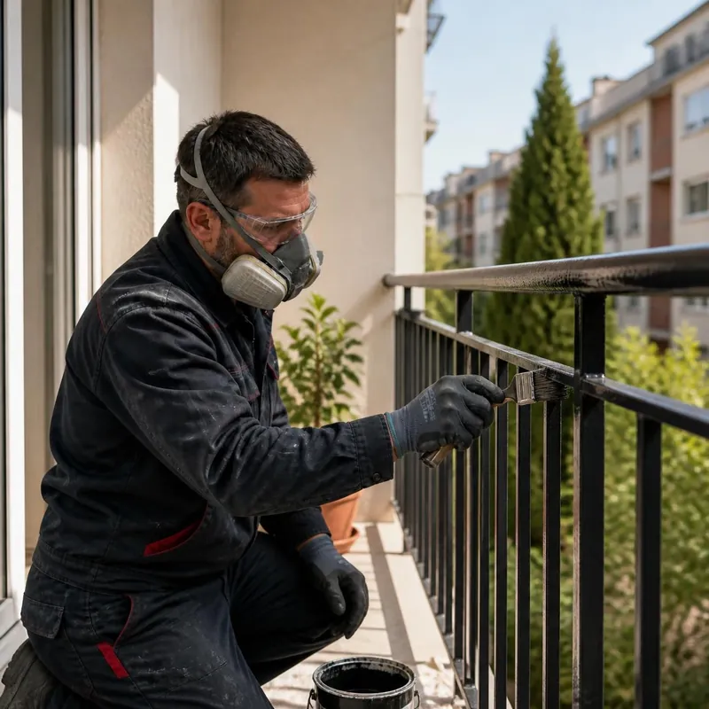 Urla balkon demiri boyama